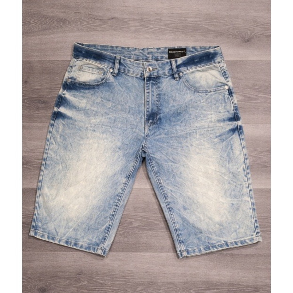Southpole Mens Slim Fit Acid Wash 12" Denim Shorts Light Blue Size 34 Y2K - Picture 1 of 12